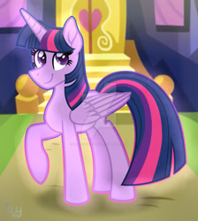 Size: 1280x1427 | Tagged: safe, artist:purplepotato04, twilight sparkle, alicorn, pony, g4, deviantart watermark, obtrusive watermark, solo, twilight sparkle (alicorn), twilight's castle, watermark