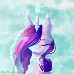 Size: 2000x2000 | Tagged: safe, artist:redheartponiesfan, princess cadance, pony, g4, bust, eyes closed, female, front view, frozen, full face view, high res, ice, mare, solo