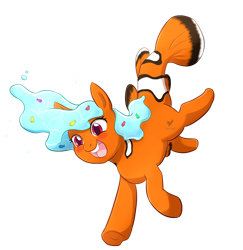 Size: 1024x1052 | Tagged: safe, artist:foxhatart, oc, oc only, fish, original species, pony, augmented tail, clownfish, female, fish tail, fish-pony, mare, simple background, solo, transparent background, water, water mane