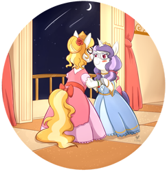 Size: 1024x1053 | Tagged: safe, artist:foxhatart, oc, oc only, oc:iris, oc:maple, anthro, clothes, dress, female, mare, mask