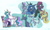 Size: 2416x1452 | Tagged: safe, artist:inuhoshi-to-darkpen, idw, gaius, potion nova, princess celestia, princess luna, radiant hope, sunset shimmer, tempest shadow, twilight sparkle, oc, oc:cosmic prism, alicorn, crystal pony, crystal unicorn, dragon, pony, unicorn, g4, g4.5, my little pony: pony life, alternate universe, angry, blushing, chest fluff, crown, crying, ear fluff, female, floppy ears, glowing, glowing horn, hoof fluff, hoof shoes, horn, jewelry, leonine tail, magic, mare, memories, potion, regalia, royal sisters, scar, siblings, sisters, tail feathers, tears of rage, telekinesis, twilight sparkle (alicorn), unshorn fetlocks, wing fluff, wings