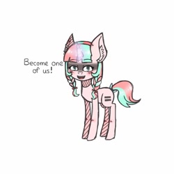 Size: 640x640 | Tagged: safe, artist:cinnavee, oc, oc only, pony, unicorn, ear fluff, equal cutie mark, glowing horn, horn, simple background, smiling, solo, talking, unicorn oc, white background