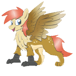 Size: 1500x1500 | Tagged: safe, artist:pzkratzer, oc, oc only, oc:ponygriff, griffling, hippogriff, original species, ponygriff, animated, bondage, cute, encasement, hippogriff oc, inanimate tf, magic, objectification, petrification, simple background, solo, statue, stone, transformation, transparent background, willing transformation