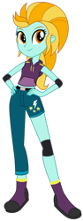 Size: 1280x3399 | Tagged: safe, artist:lhenao, lightning dust, human, equestria girls, g4, clothes, equestria girls-ified, female, humanized, knee pads, midriff, purple shoes, simple background, solo, tomboy, transparent background