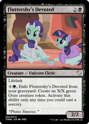 Size: 375x523 | Tagged: safe, edit, rarity, twilight sparkle, friendship is witchcraft, g4, look before you sleep, ccg, golden oaks library, implied smooze, magic the gathering, mud mask, pillow, trading card, trading card edit
