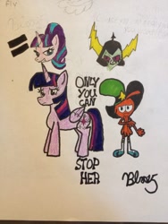 Size: 526x701 | Tagged: artist needed, source needed, safe, starlight glimmer, twilight sparkle, alicorn, pony, g4, crossover, lord dominator, twilight sparkle (alicorn), wander (wander over yonder), wander over yonder
