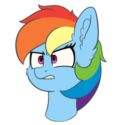 Size: 4000x4000 | Tagged: safe, artist:yelowcrom, rainbow dash, pegasus, pony, g4, angry, bust, cheek fluff, ear fluff, female, mare, simple background, transparent background