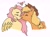 Size: 2526x1857 | Tagged: safe, artist:p0werfulman, applejack, fluttershy, earth pony, pegasus, pony, g4, blushing, bust, cowboy hat, female, hat, heart, kissing, lesbian, nose kiss, ship:appleshy, shipping, simple background, white background