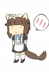 Size: 1272x1907 | Tagged: safe, artist:aleurajan, oc, oc only, unicorn, anthro, clothes, frown, horn, maid, maid headdress, pictogram, simple background, solo, unicorn oc, white background