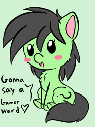 Size: 1536x2048 | Tagged: safe, artist:steelsoul, oc, oc:filly anon, earth pony, pony, chest fluff, female, filly, gamer word