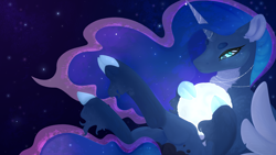 Size: 4000x2260 | Tagged: safe, artist:isorrayi, princess luna, pony, g4, cloven hooves, moon, pale belly, pony bigger than a planet, solo, space, tangible heavenly object, two toned wings, unshorn fetlocks, wings