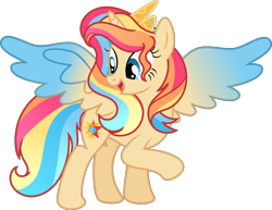 Size: 6070x4688 | Tagged: safe, artist:shootingstarsentry, oc, oc only, oc:luminous sentry, alicorn, pony, absurd resolution, concave belly, crown, female, jewelry, mare, regalia, simple background, solo, transparent background, vector
