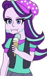 Size: 368x596 | Tagged: safe, artist:robdog97, starlight glimmer, equestria girls, g4, beanie, brain freeze, food, hat, ice cream, messy eating, solo, that human sure does love ice cream, that pony sure does love ice cream
