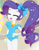 Size: 1164x1511 | Tagged: safe, artist:jucamovi1992, edit, rarity, oc, comic:the love of the mermaid, equestria girls, g4, alternate hairstyle, beach, blue swimsuit, clothes, comic, cropped, eyes closed, female, legs together, one-piece swimsuit, solo focus, swimsuit