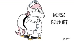 Size: 1200x675 | Tagged: safe, artist:pony-berserker, bulk biceps, nurse redheart, pony, pony-berserker's twitter sketches, g4, majestic as fuck, pun