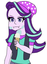 Size: 615x834 | Tagged: safe, starlight glimmer, equestria girls, g4, :i, food, ice cream, messy eating, solo