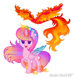 Size: 1628x1704 | Tagged: safe, artist:afterglory, oc, oc only, alicorn, phoenix, pony, female, magic, mare, solo