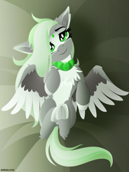 Size: 2156x2874 | Tagged: safe, artist:andaluce, oc, oc only, oc:jade stonesetter, pegasus, pony, chest fluff, cute, female, high res, hooves, jewelry, lying down, mare, necklace, on back, solo, spread wings, wings