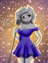 Size: 3500x4600 | Tagged: safe, artist:jerraldina, anthro, clothes, commission, dress, female, singer, solo, your character here