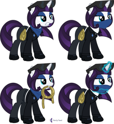 Size: 4000x4347 | Tagged: safe, artist:parclytaxel, oc, oc only, oc:ardi, pony, unicorn, .svg available, absurd resolution, angry, bandana, clothes, commission, female, jacket, lidded eyes, magic, mare, mouth hold, not rarity, pants, rope, shoes, simple background, solo, sunglasses, telekinesis, transparent background, vector