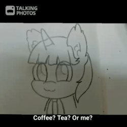 Size: 640x640 | Tagged: safe, artist:aleurajan, oc, oc only, pony, unicorn, animated, bust, ear fluff, frame by frame, horn, lineart, necktie, smiling, solo, sound, talking, traditional animation, traditional art, unicorn oc, webm