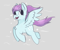 Size: 5516x4601 | Tagged: safe, artist:morrigun, oc, oc only, pegasus, pony, cute, digital art, fluffy, flying, ponytail, simple background, simple shading, wings