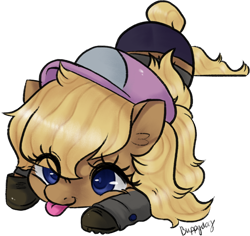 Size: 1574x1483 | Tagged: safe, artist:1eg, oc, oc:hay bale, earth pony, pony, :p, clothes, cute, hat, ocbetes, original character do not steal, tongue out