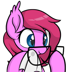 Size: 2000x2041 | Tagged: safe, artist:one4pony, oc, oc only, oc:cheery bell, bat pony, pony, bat pony oc, glasses, high res, simple background, solo, transparent background