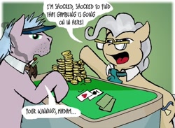 Size: 500x365 | Tagged: safe, artist:owlor, mayor mare, pony, from the desk of mayor mare, g4, casablanca, coin, hypocritical humor