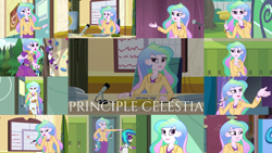 Size: 1978x1113 | Tagged: safe, edit, edited screencap, editor:quoterific, screencap, dj pon-3, octavia melody, princess celestia, principal celestia, vinyl scratch, best trends forever, equestria girls, equestria girls series, g4, music to my ears, my little pony equestria girls, my little pony equestria girls: friendship games, my little pony equestria girls: legend of everfree, my little pony equestria girls: rainbow rocks, my little pony equestria girls: summertime shorts, my little shop of horrors, schedule swap, subs rock, spoiler:eqg series (season 2), bracelet, brooch, cutie mark accessory, cutie mark brooch, female, headphones, jewelry, microphone, misspelling, open mouth, pointing, red x, solo, surprised, walking, watch, wristwatch