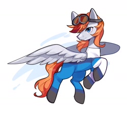 Size: 2000x1800 | Tagged: safe, artist:猞塔, oc, oc:felix gulfstream, pegasus, pony, clothes, commission, flight suit, goggles, goggles on head, male, simple background, solo, uniform