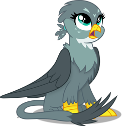 Size: 4032x4154 | Tagged: safe, artist:anime-equestria, gabby, griffon, g4, female, looking up, open mouth, simple background, sitting, solo, transparent background, vector, wings