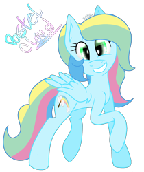 Size: 2100x2500 | Tagged: safe, artist:juliet-gwolf18, oc, oc only, oc:pastel cloud, pegasus, pony, eyelashes, female, grin, high res, mare, pegasus oc, raised hoof, simple background, smiling, solo, transparent background, wings
