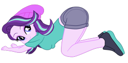 Size: 1740x864 | Tagged: safe, alternate version, artist:gmaplay, starlight glimmer, equestria girls, g4, ass, ass up, butt, face down ass up, glimmer glutes, simple background, solo, transparent background