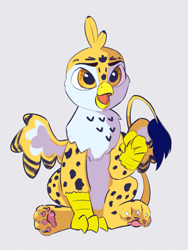 Size: 807x1074 | Tagged: safe, artist:drafthoof, editor:vedont, oc, oc only, oc:beaky, griffon, fanfic:yellow feathers, colored, paw pads, solo