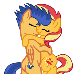 Size: 846x813 | Tagged: safe, artist:gmaplay, flash sentry, sunset shimmer, pegasus, pony, unicorn, g4, female, kissing, male, mare, ship:flashimmer, shipping, simple background, stallion, straight, transparent background
