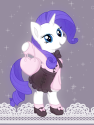 Size: 1200x1600 | Tagged: safe, artist:podiponi, rarity, pony, unicorn, g4, bipedal, clothes, female, heart, looking at you, mare, open mouth, shoes, skirt, socks, solo