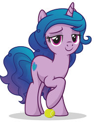 Size: 2667x3507 | Tagged: safe, artist:le-23, izzy moonbow, pony, unicorn, g4, g5, ball, female, g5 to g4, generation leap, high res, izzy's tennis ball, looking at you, mare, simple background, solo, tennis ball, transparent background