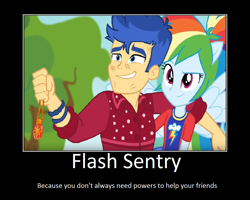 Size: 1074x860 | Tagged: safe, artist:thejboy88, edit, edited screencap, screencap, flash sentry, rainbow dash, cheer you on, equestria girls, g4, my little pony equestria girls: better together, dreamworks face, duo, motivational poster, ponied up