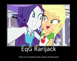 Size: 1075x860 | Tagged: safe, artist:thejboy88, edit, edited screencap, screencap, applejack, rarity, camping must-haves, equestria girls, g4, my little pony equestria girls: better together, 2019, female, lesbian, motivational poster, ship:rarijack, shipping