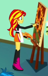 Size: 250x390 | Tagged: safe, screencap, sunset shimmer, equestria girls, g4, my little pony equestria girls: summertime shorts, the art of friendship, cropped