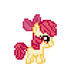 Size: 400x400 | Tagged: safe, artist:ladypixelheart, apple bloom, earth pony, pony, g4, 8-bit, bow, female, filly, pixel art, simple background, solo, white background