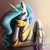 Size: 4000x4000 | Tagged: safe, artist:maren, artist:miokomata, princess celestia, alicorn, pony, g4, absurd resolution, blushing, coffee mug, coronavirus, covid-19, ear fluff, face mask, female, hoof shoes, lidded eyes, looking at you, mare, mask, mug, sitting, smiling, smiling at you, solo, table