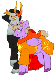 Size: 700x938 | Tagged: safe, artist:greenarsonist, alicorn, pony, chubby, clothes, crossover, duo, eyelashes, female, god tier, homestuck, horns, kanaya maryam, lesbian, lipstick, mare, ponified, rose lalonde, rosemary (homestuck), shipping, simple background, skirt, text, thought bubble, trans female, transgender, transparent background, troll (homestuck), unshorn fetlocks, wings