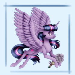 Size: 2000x2000 | Tagged: safe, artist:brilliant-luna, twilight sparkle, alicorn, pony, g4, abstract background, bouquet, female, flower, high res, slender, solo, thin, twilight sparkle (alicorn)