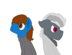 Size: 1300x1000 | Tagged: safe, artist:derpy_the_duck, oc, oc:derp, oc:yuri, earth pony, pony, clothes, simple background, transparent background