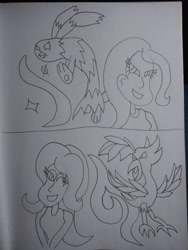 Size: 780x1040 | Tagged: safe, artist:elijahzx360, fluttershy, trixie, equestria girls, g4, sketch, traditional art