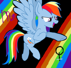 Size: 910x878 | Tagged: safe, artist:rainbowdash1078, rainbow dash, pegasus, pony, g4, dreamy rainbow, pointing, smiling