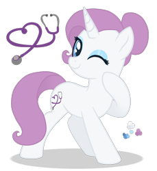 Size: 1100x1200 | Tagged: safe, artist:magicuniclaws, oc, oc only, pony, unicorn, female, magical lesbian spawn, mare, offspring, parent:nurse redheart, parent:rarity, simple background, solo, transparent background