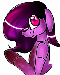 Size: 1080x1350 | Tagged: safe, alternate version, artist:tessa_key_, oc, oc only, earth pony, pony, blood, bust, colored, earth pony oc, eyelashes, partial color, smiling, solo